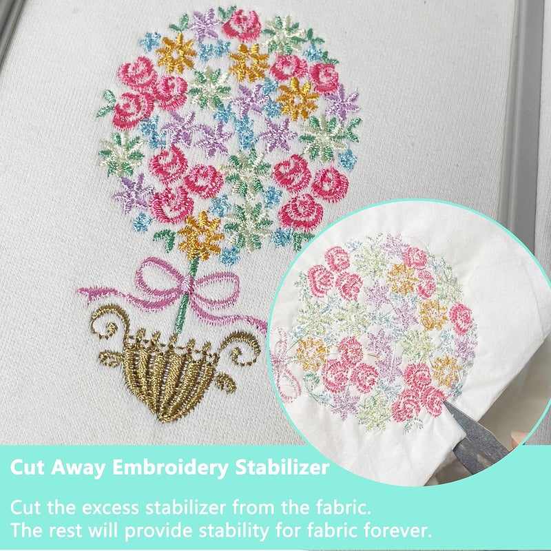 craftido Cut Away Embroidery Stabilizer Backing 10" x 50 Yd/roll Compatible with Most Hoops 2.5oz Medium Weight for Machine Embroidery and Hand Sewing - Image 3